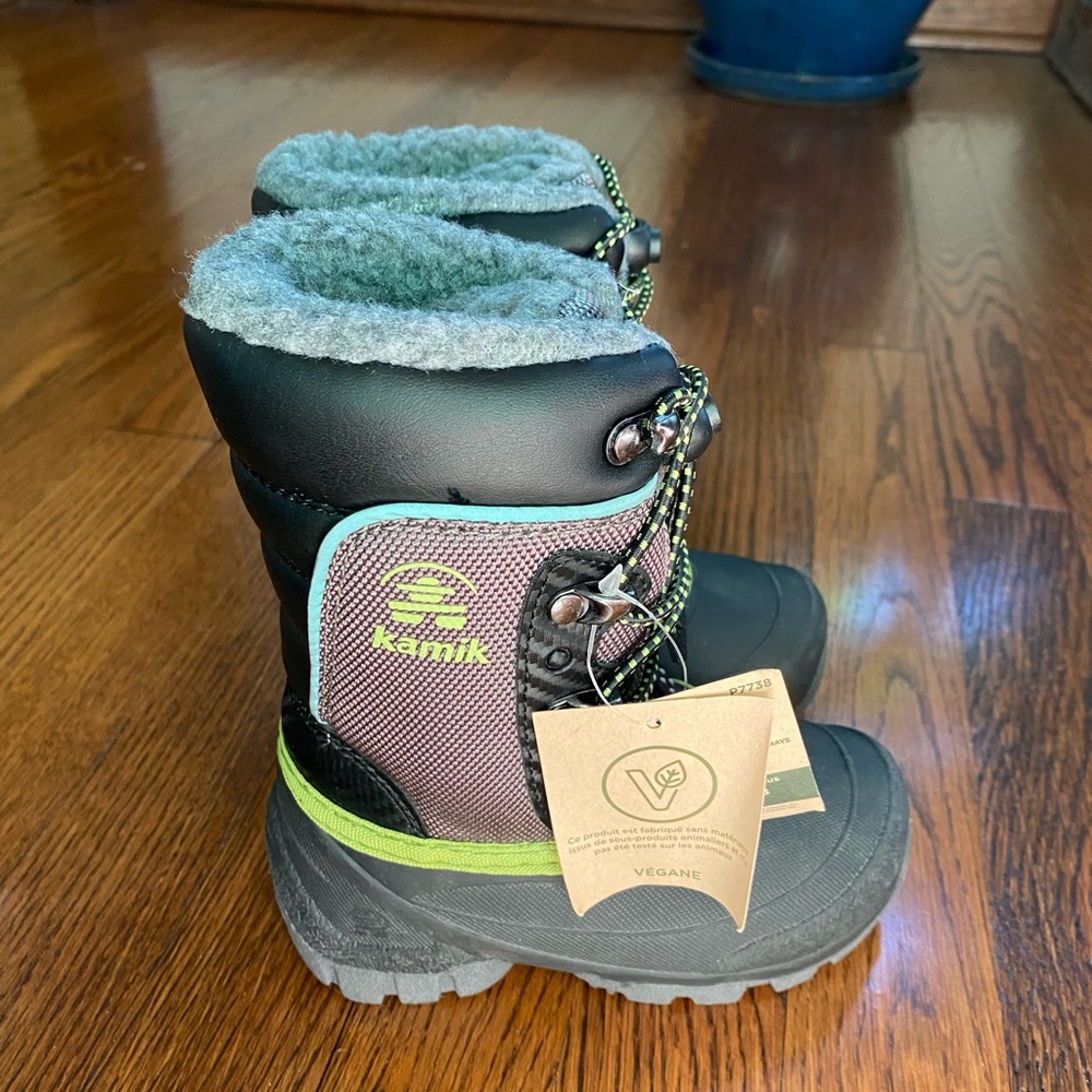 KAMIK LUKE 3 WATERPROOF WINTER BOOTS TODDLER SIZE 8 CHARCOAL SNOW SHOES  BOYS - Picture 2 of 5